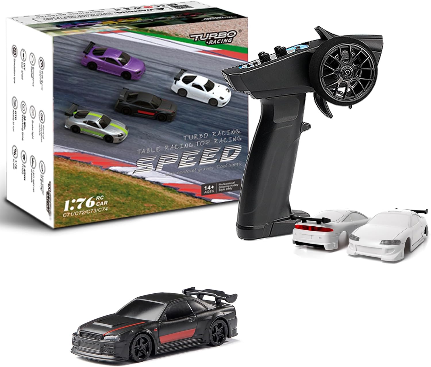 Turbo Racing 1:76 Mini Drift RC Car (Black Sports) – Mall Of Toys