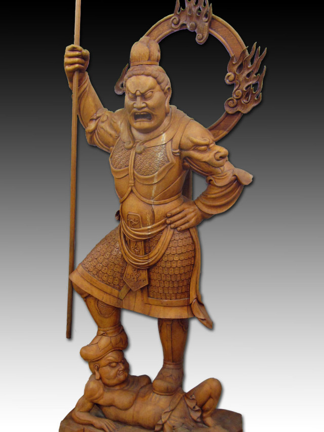 木彫 四天王 漆仕上げ 仏像 彫刻 多聞天 広目天 増長天 持国天 販売