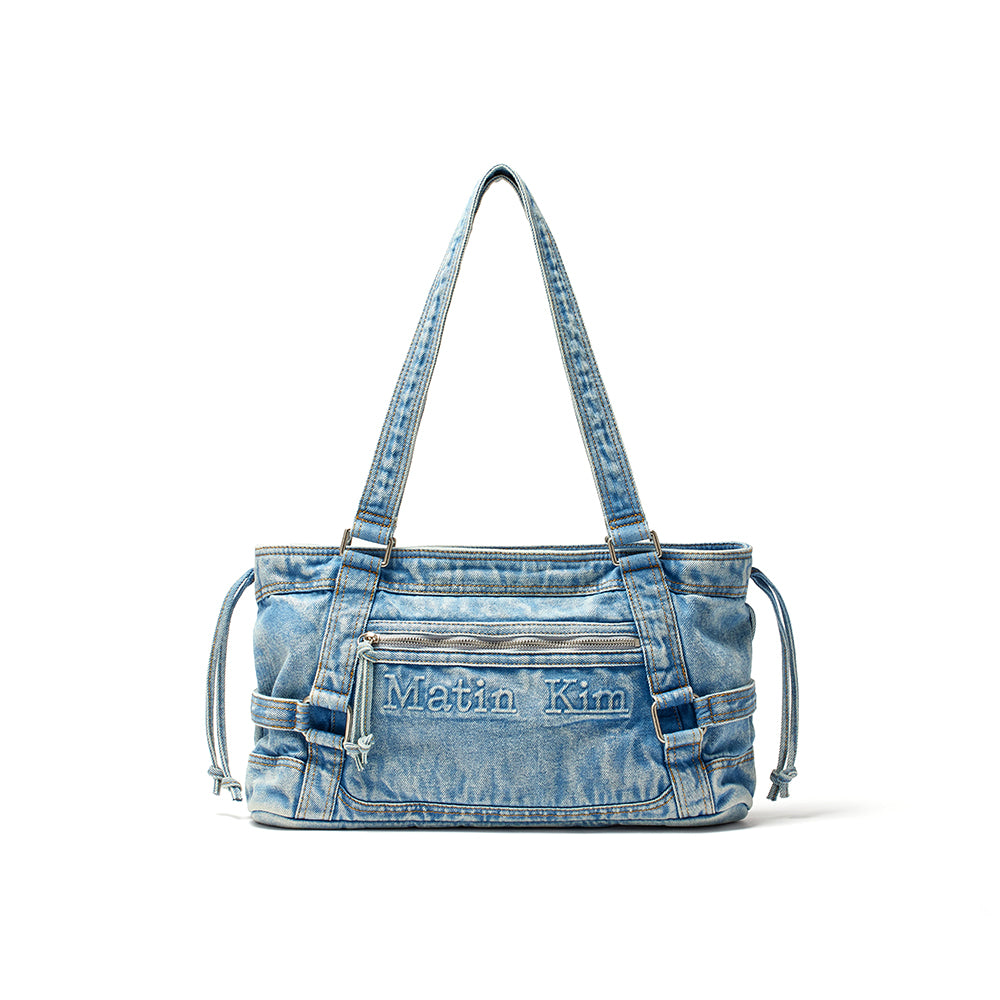 MATIN WASHED DENIM SQUARE BAG IN LIGHT BLUE – Matin Kim