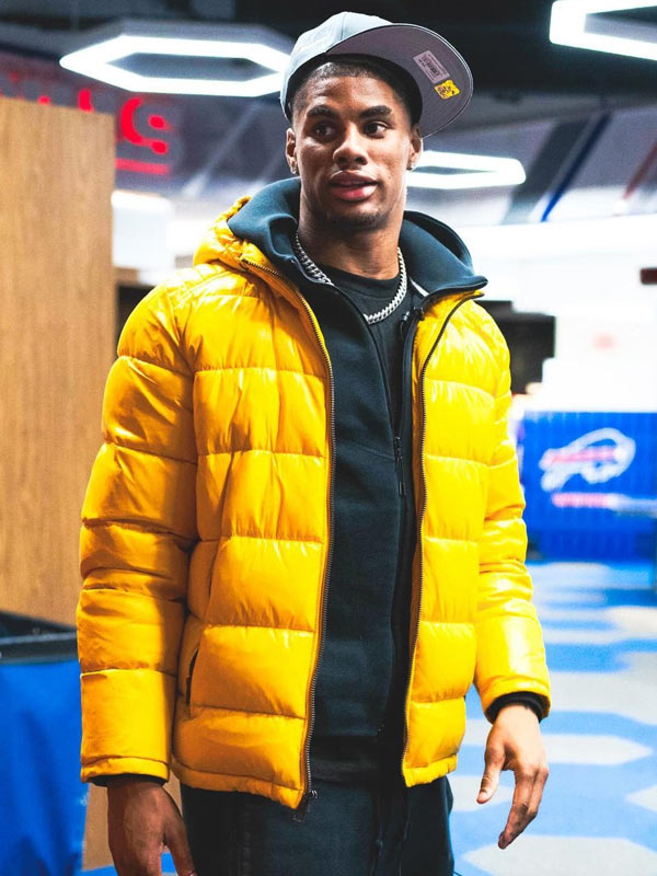 Keon Coleman Yellow Hooded Jacket | Puffer Jacket – Max Jackets