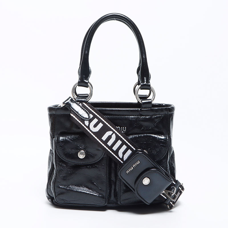 ミュウ ミュウ Miu Miu ヴィッテロシャインレザー ロゴ 21SS スモール