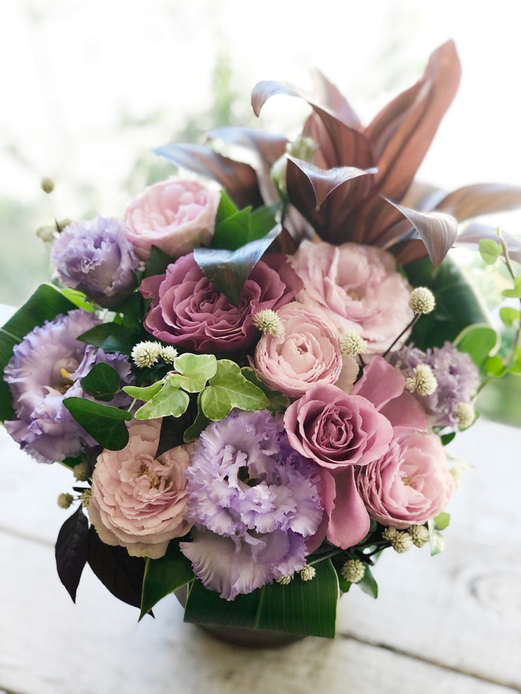 おまかせ☆ アーティフィシャルフラワー＊アレンジメント ピンク紫