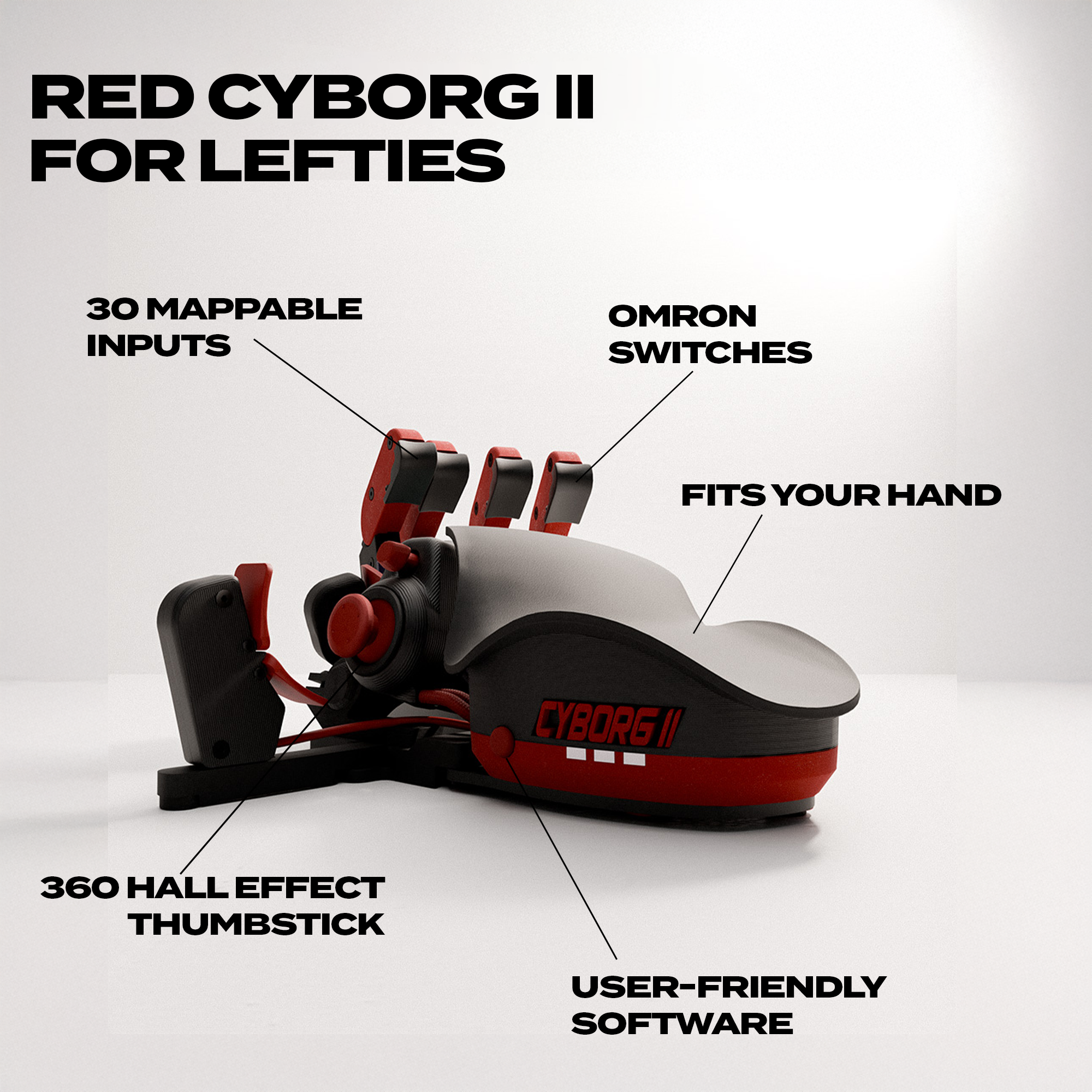 Azeron Red Cyborg II for Lefties - Custom Gaming Keypad