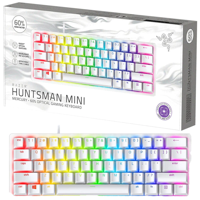 Teclado Gamer Óptico Mecânico Razer Huntsman Mini Mercury Rgb