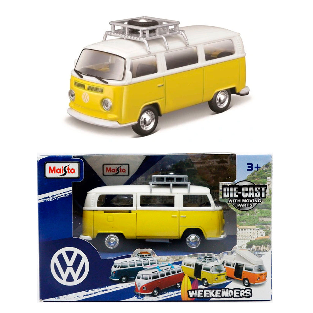 Maisto VW Samba Van With Roof Rack Yellow (Approx 1:40) – AGR Models