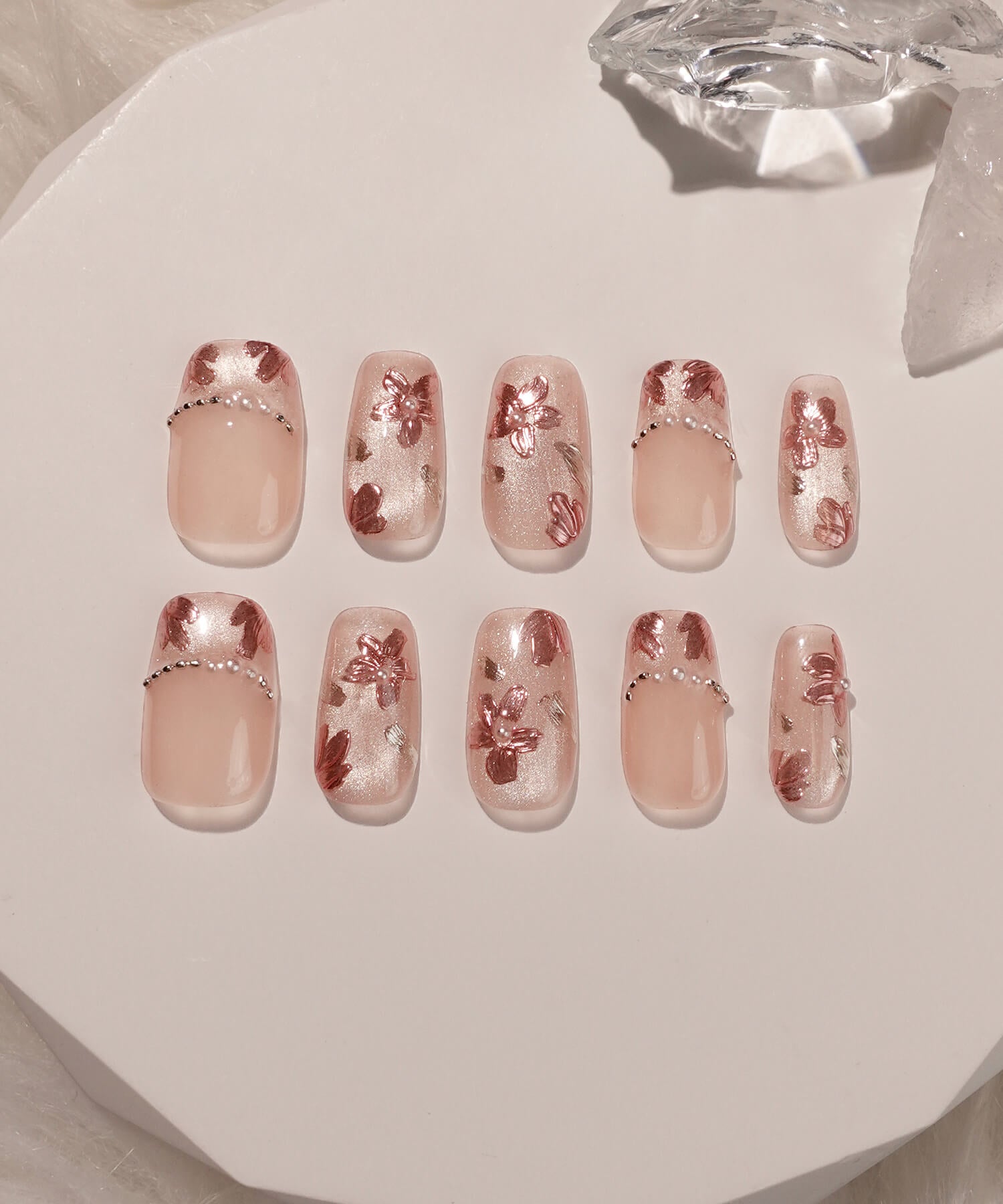 一部当日発送】水光ネイルピンクマグネットフラワーミラーアート