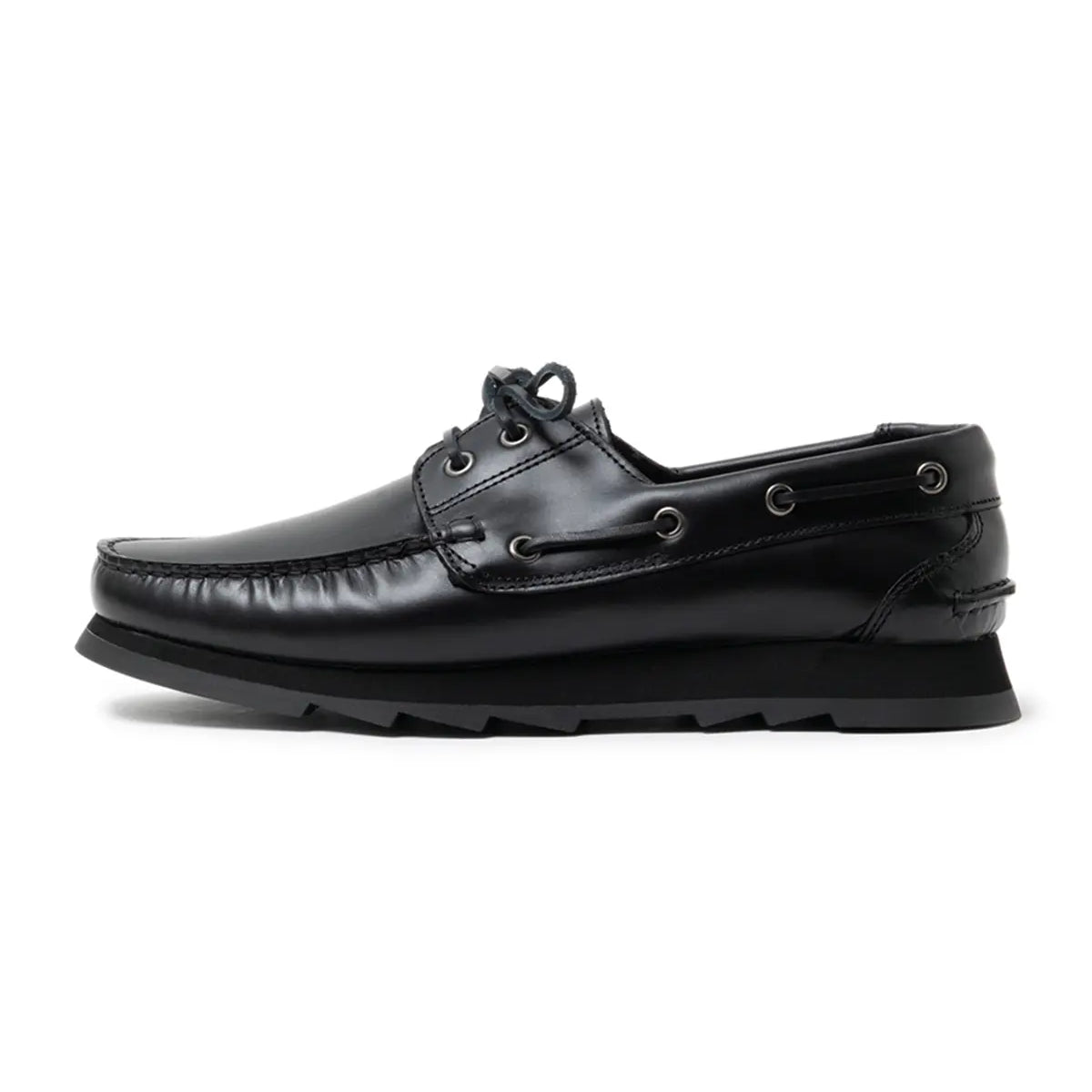 nonnative - OFFICER DECK SHOES COW LEATHER - BLACK – anemoscope