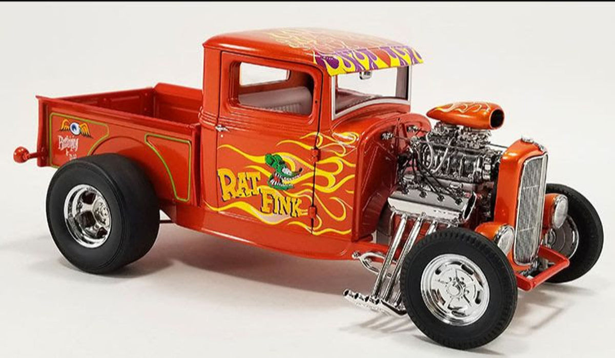 1:18 1932 Ford Pickup Hot Rod -- Orange Rat Fink -- ACME