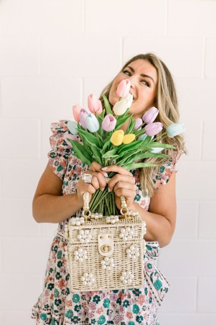 Beaded Woven Rattan Daisy Purse – By Jenna Lee