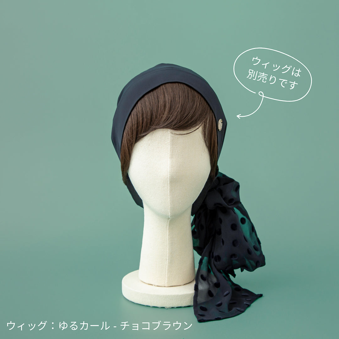 SCARF HAT (S) / Dot Chiffon-Navy – BAREN（バレン）