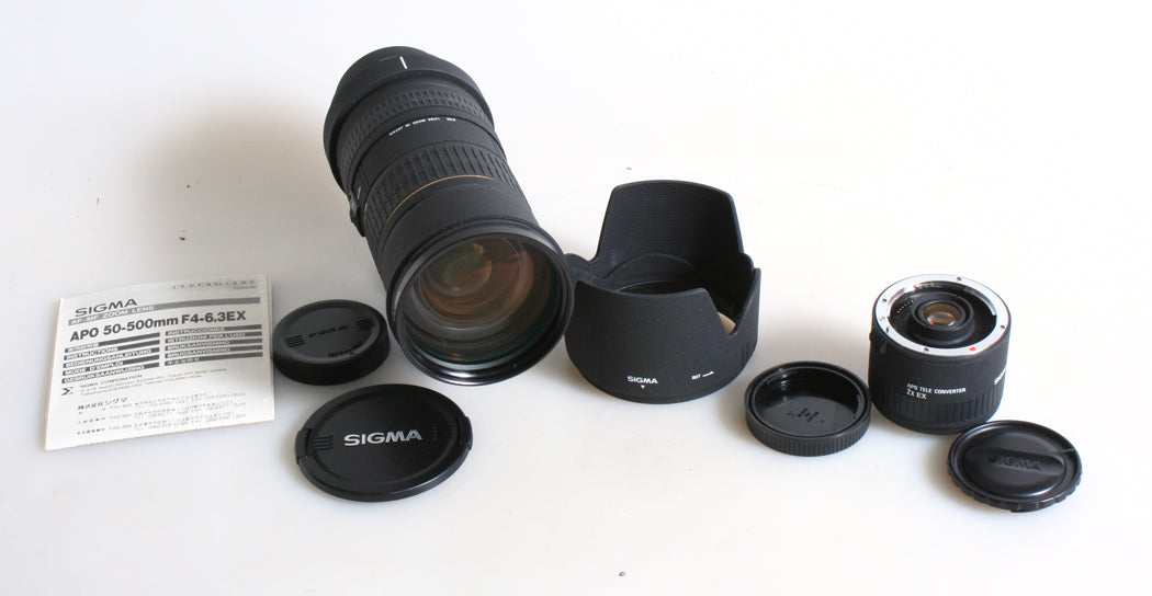 SIGMA 50-500MM F/4.5-6.3 LENS FOR CANON EF MOUNT W SIGMA APO 2X