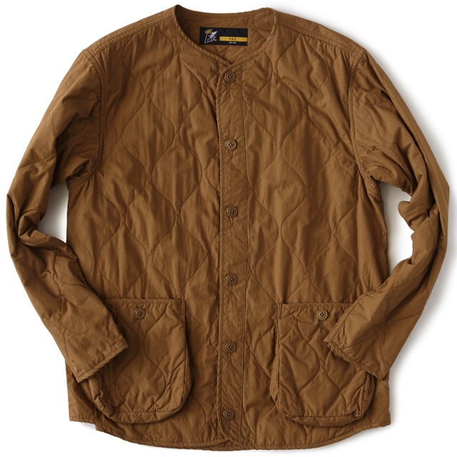 ノーカラーシャツジャケットはヘチマ柄のキルティング | birnest