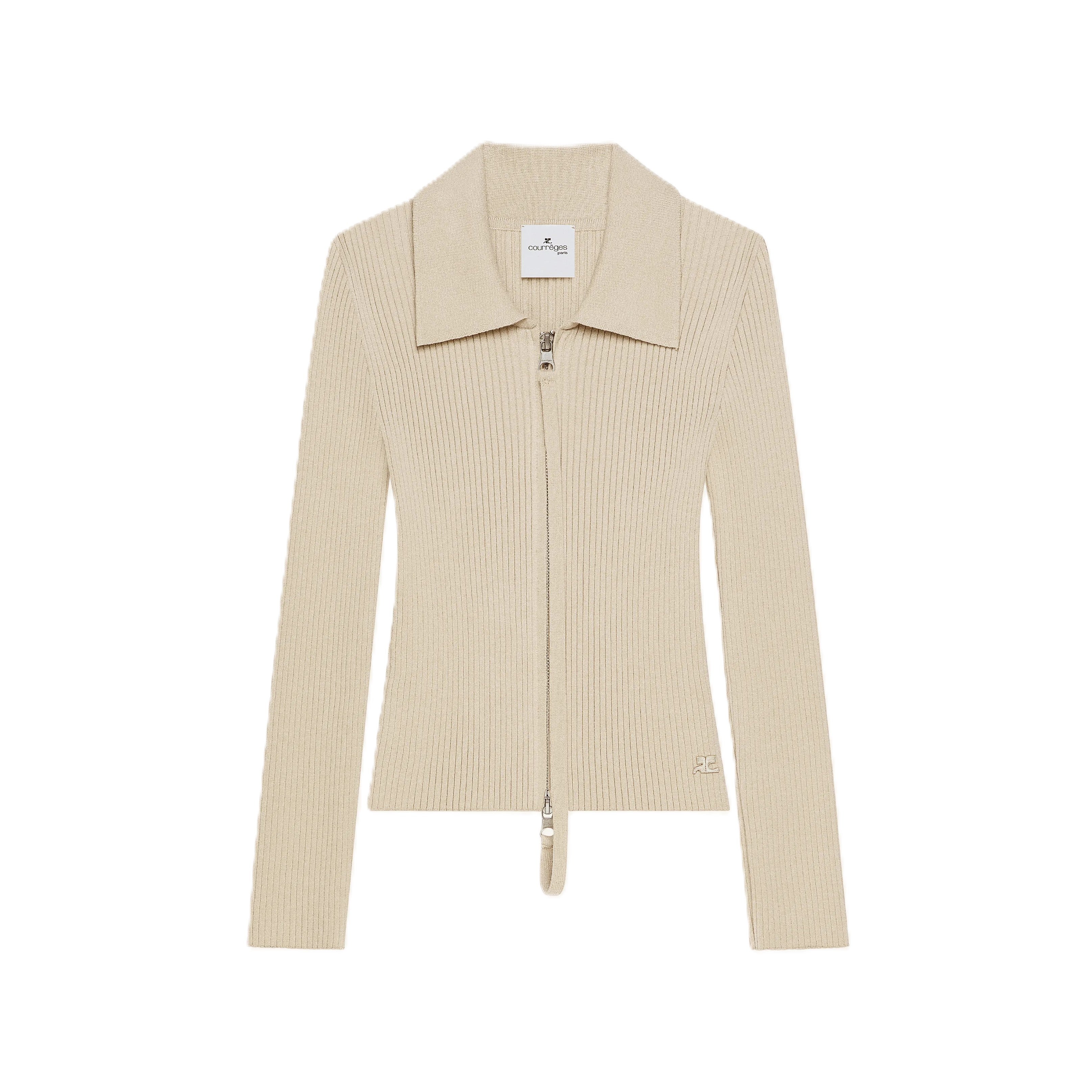 正規品・送料無料】Courrèges / KNITTED ZIPPED CARDIGAN(DARK SAND