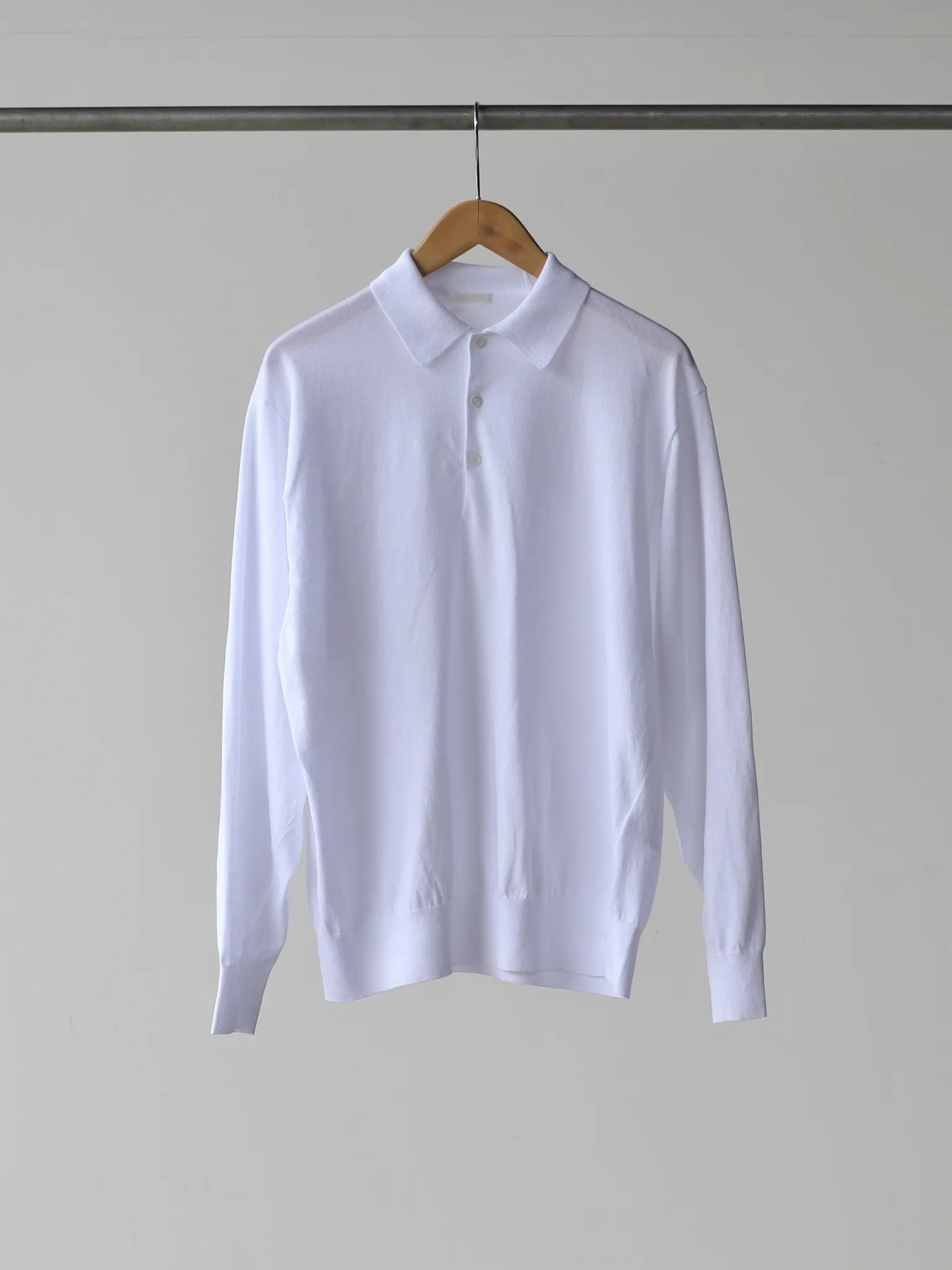 COMOLI コットン ニットポロ WHITE | CASANOVA&CO (カサノヴァアンド