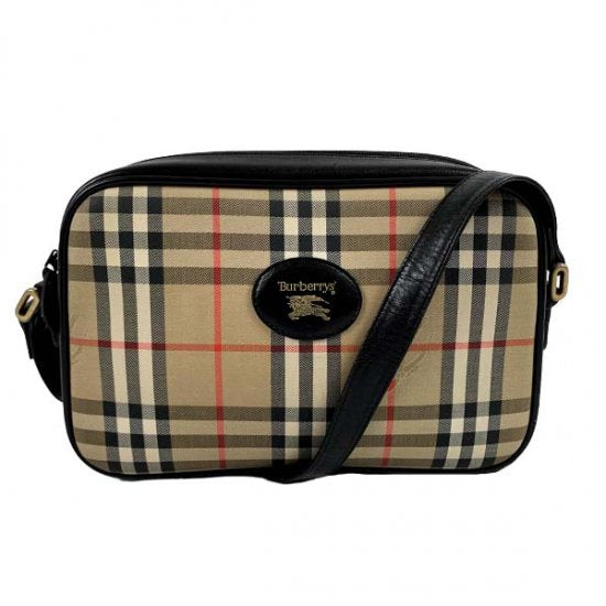 BURBERRY バーバリー チェック柄 キャンバス/レザー ワンショルダーバッグ