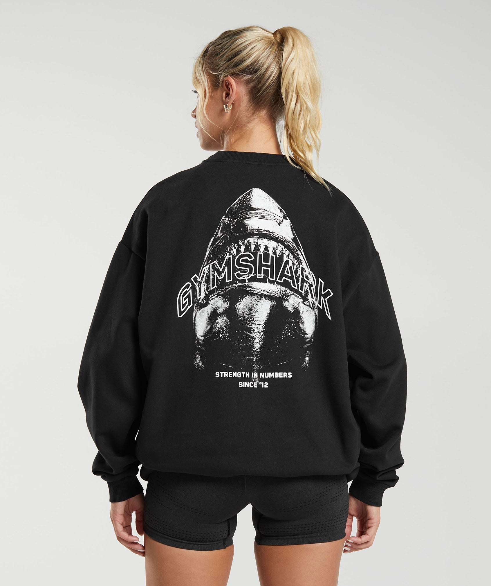 Gymshark Shark Attack Oversized Sweatshirt - Black | Gymshark