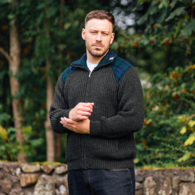 Men's Wool Cardigan With Harris Tweed® Shoulder Patches – The