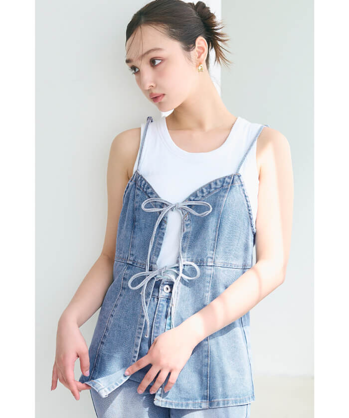 WEB限定セール☆2690円→1990円 デニムキャミソールビスチェ