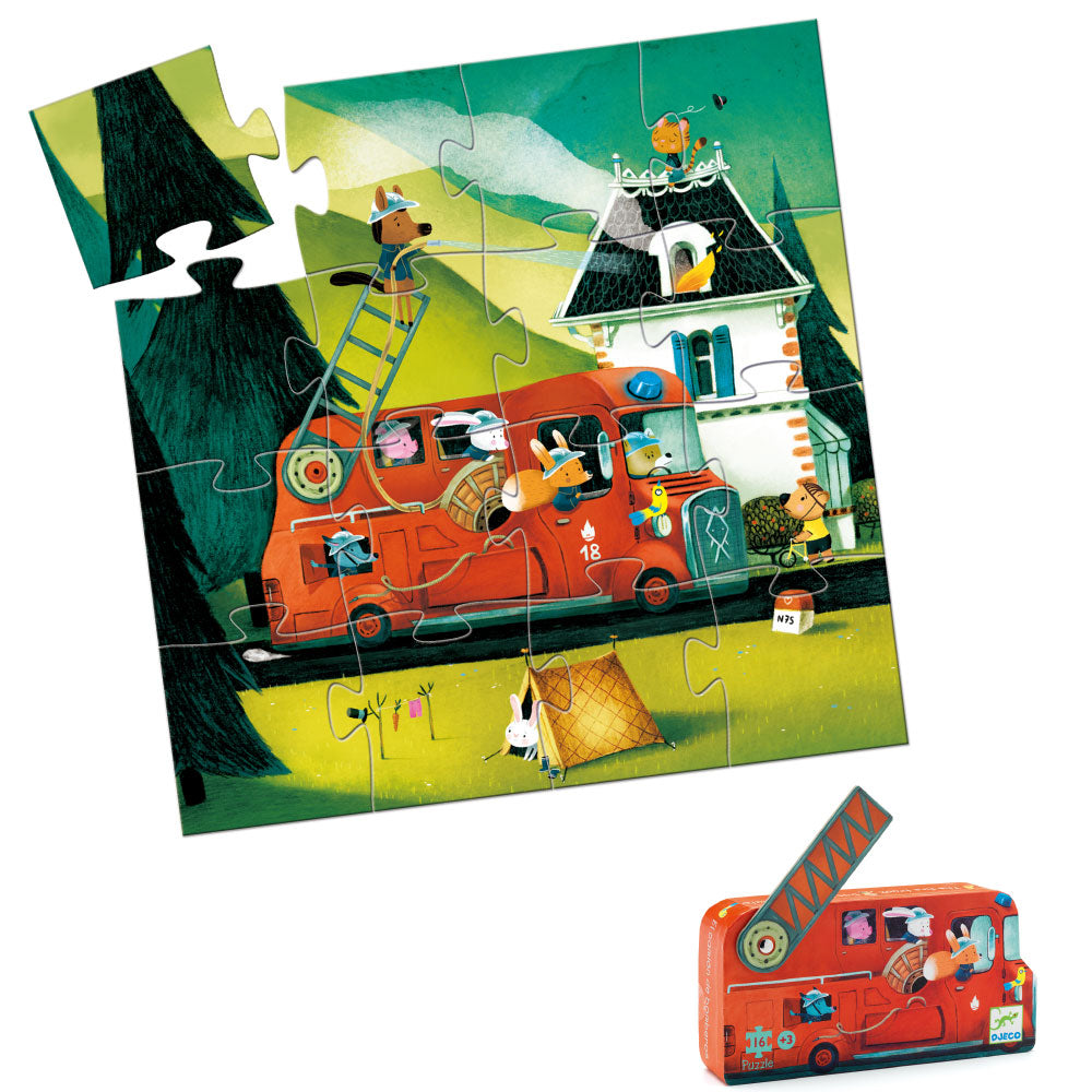 消防車型のユニークなジグソーパズル ファイヤートラック | フランスの