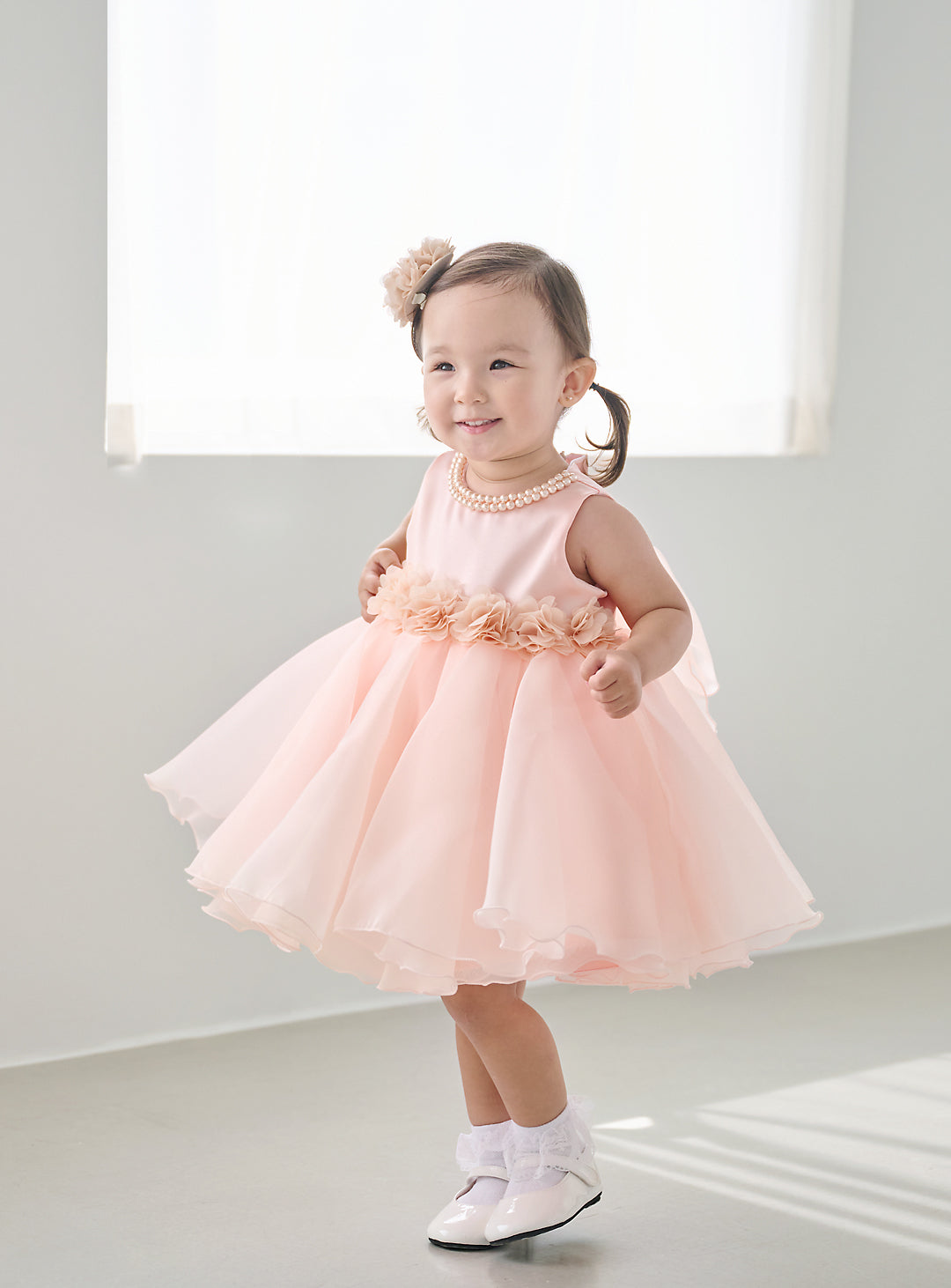ベビードレス|赤ちゃんドレスならツーラインパールピーチシフォンドレス