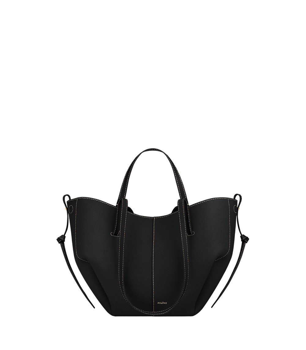 Polène | Bag - Cyme Mini - Textured Black with Offwhite Stitching