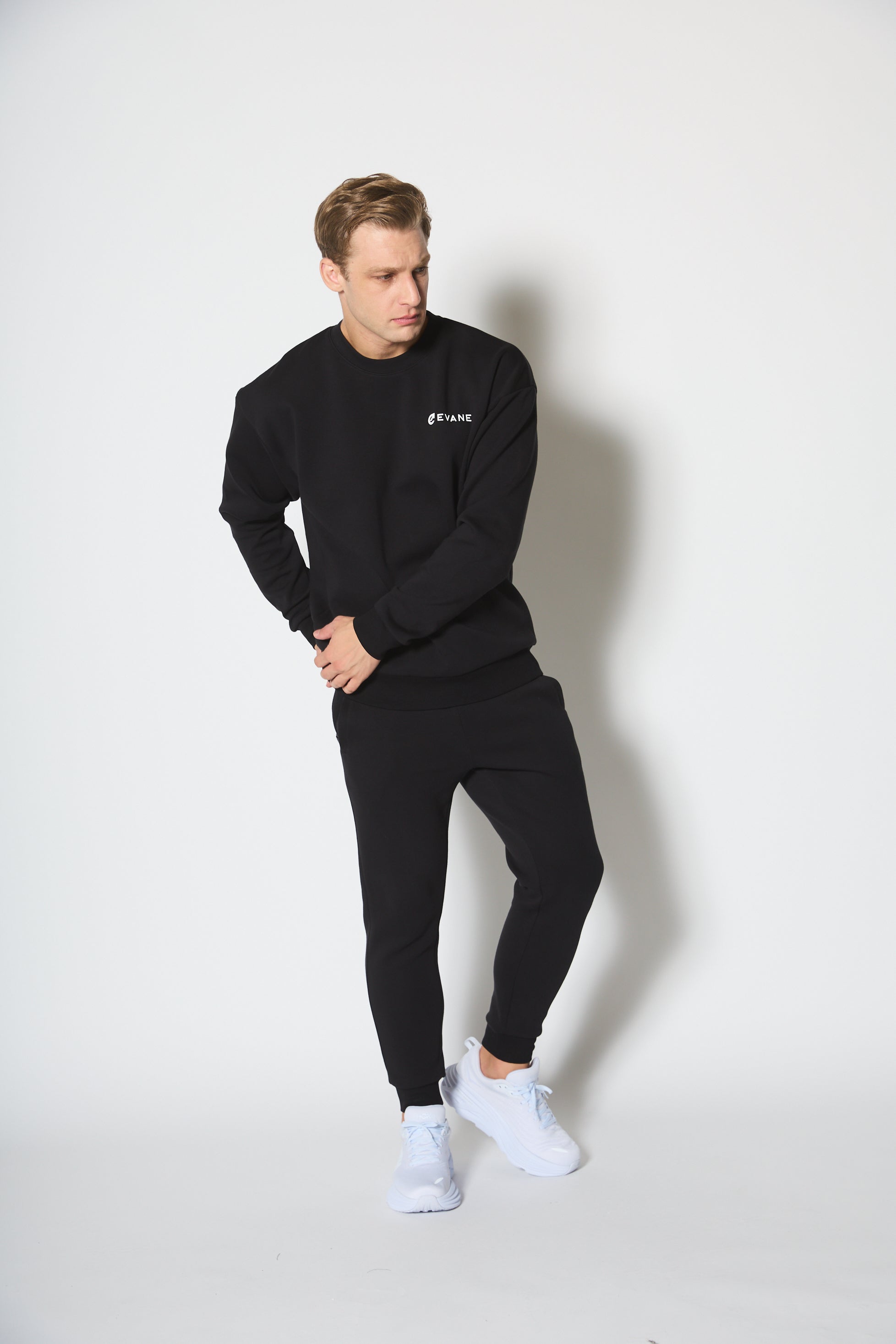 EVANE] エバン ストレッチ ソフト クルーネック スウェット