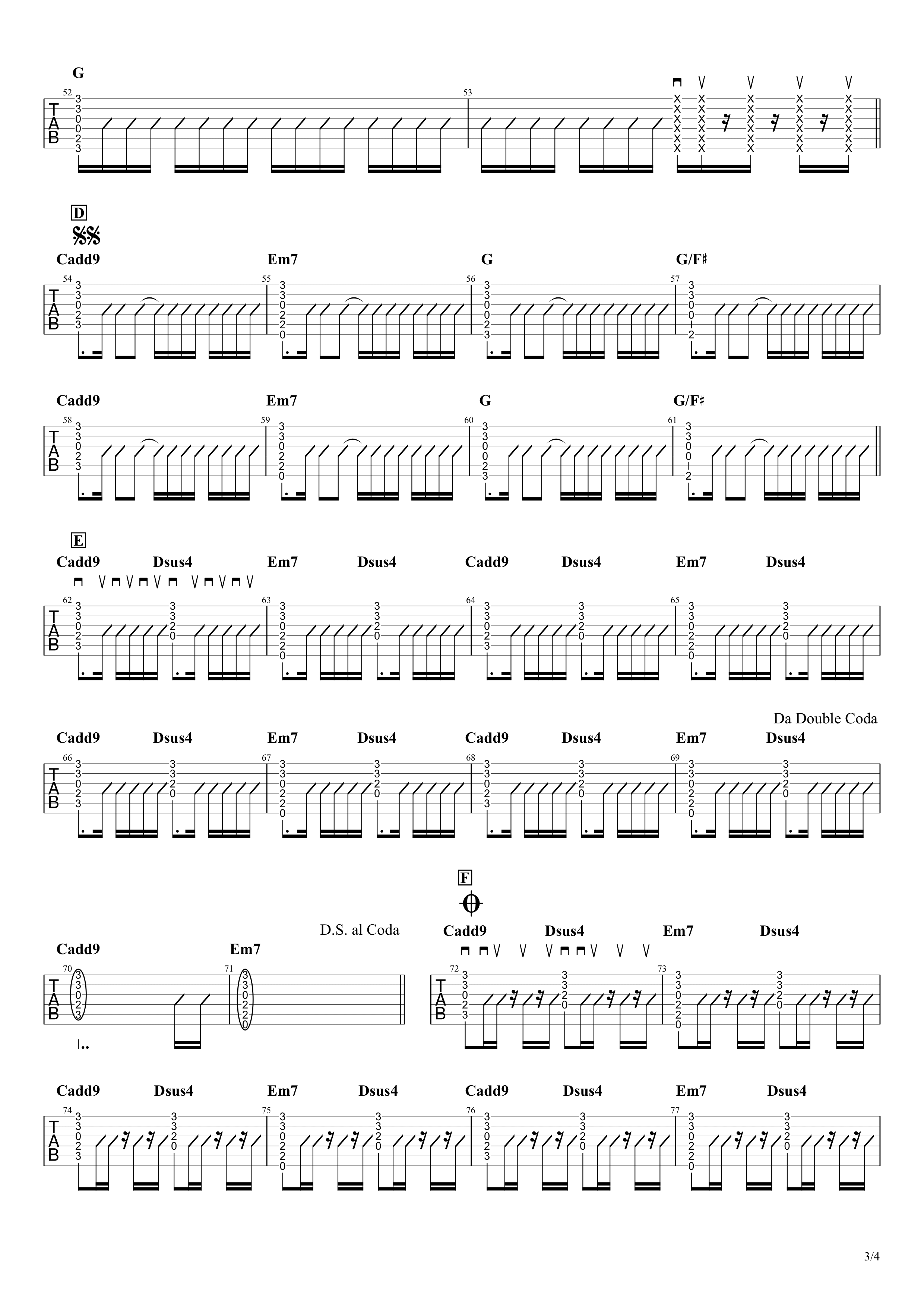 ムーンソング／Alexsandros】無料ギターTAB譜｜コードストロークほぼ完