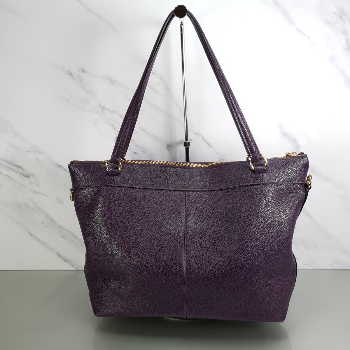 Coach Tyler Zip Tote Bag in Purple Pebble Leather – Essex Fashion