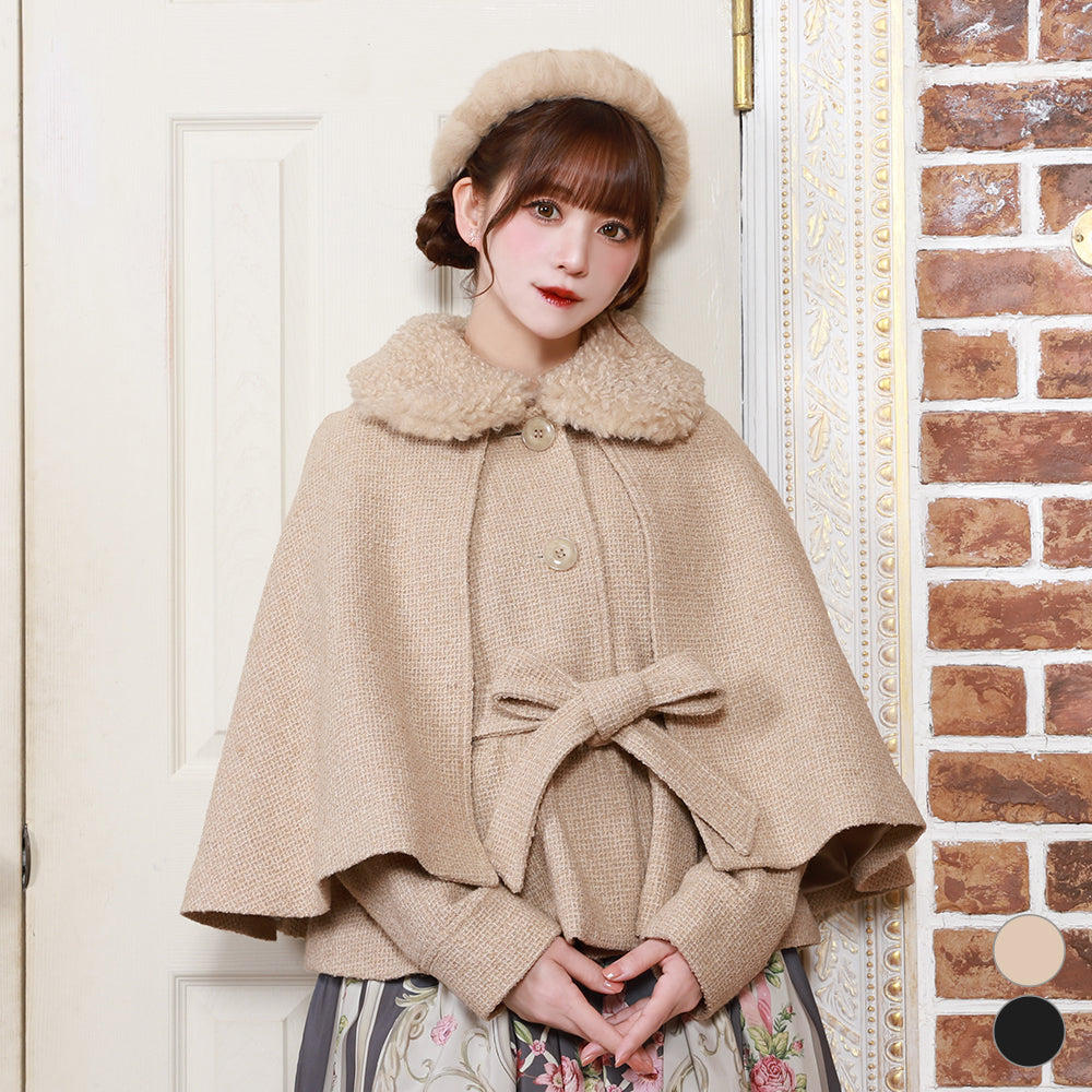 ケープ付きツイードショートコート-Melody BasKet(メロディー