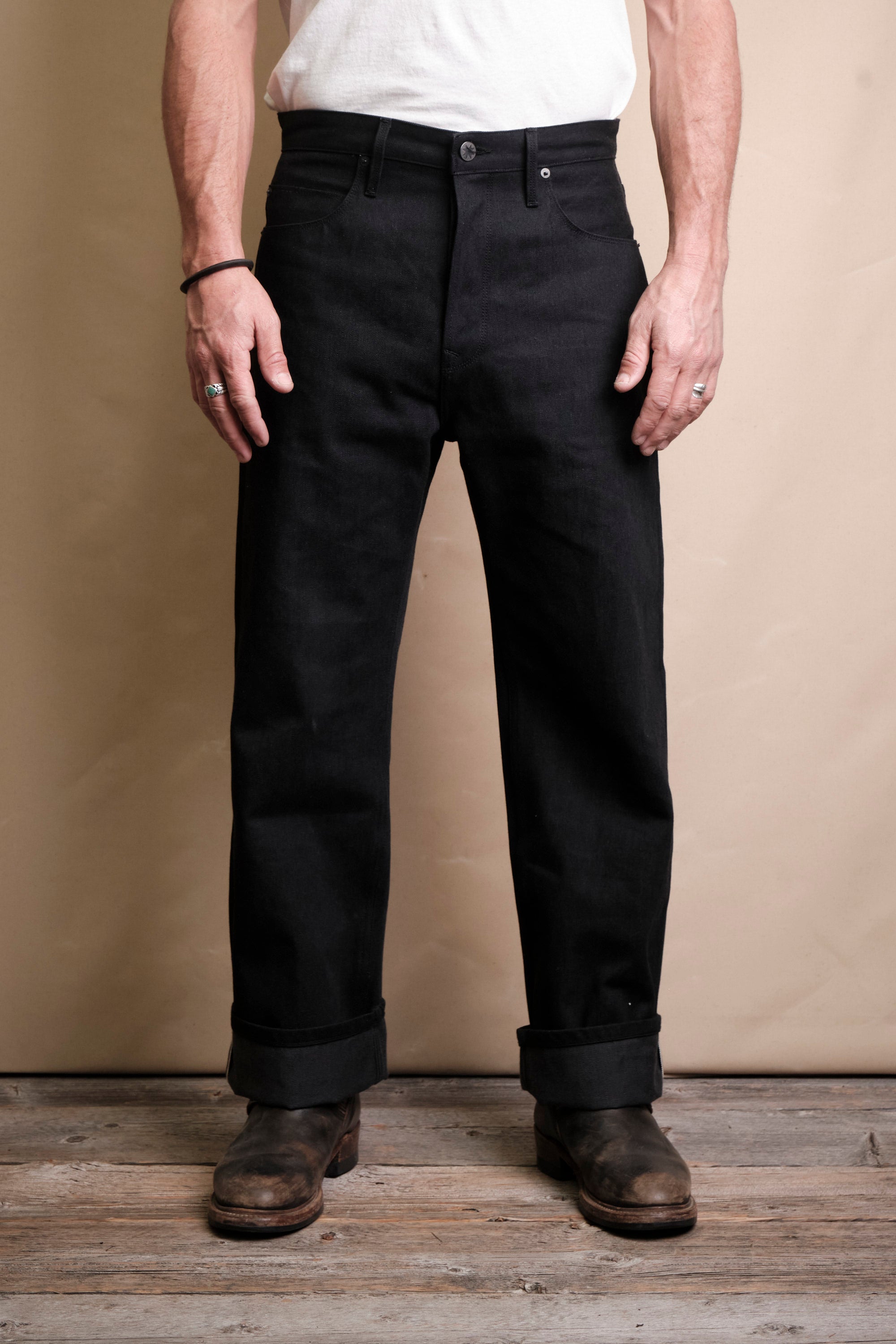Modesto Straight | 14.25 Ounce Black Grey Denim