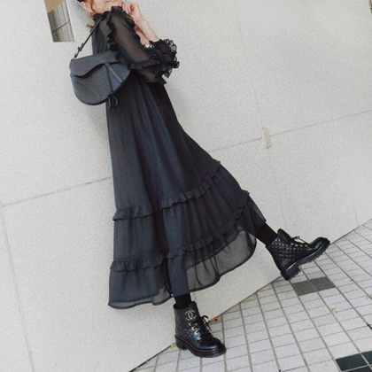 フリルティアードワンピース ロングワンピ ＆ LOVE CLOSET