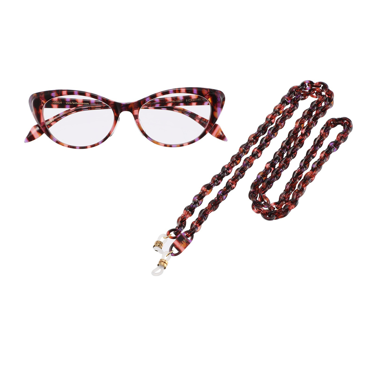 グラスチェーン付きリーディンググラス （ラズベリー） – GOSH EYEWEAR