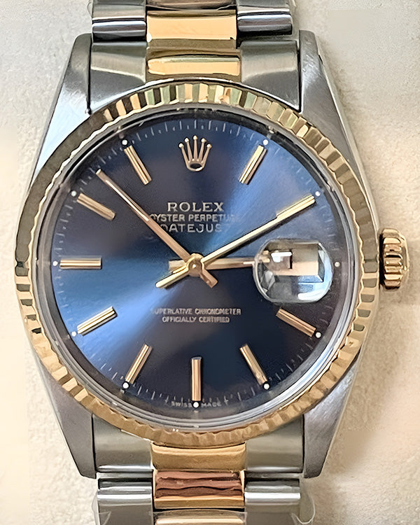 1992 (C Serial) Rolex Datejust 36MM Blue Dial Two-Tone Oyster