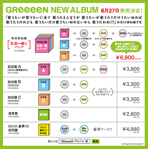 アルバム仕様決定！ — GReeeeN オフィシャル