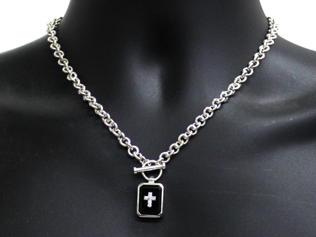中古美品】 ジャスティンデイビス ◇ ONYX SQUARE STONE NECKLACE