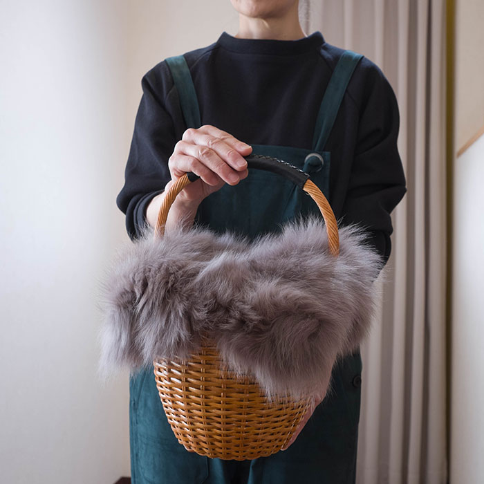 VIOLAd'ORO (ヴィオラドーロ) フォックスファーカゴバッグCAMEL/MOCHA