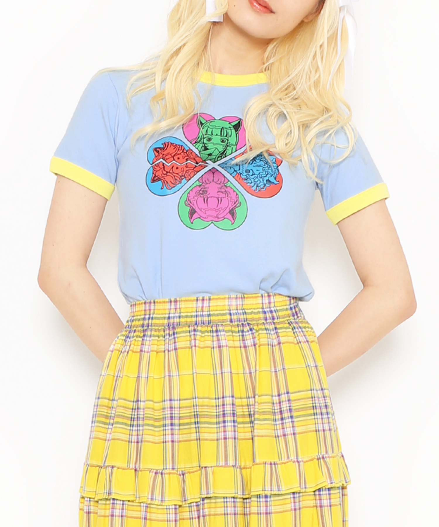 恋愛しようぜ若者ピチリンガーTシャツ[商品：PN24SS-105] - PUNYUS