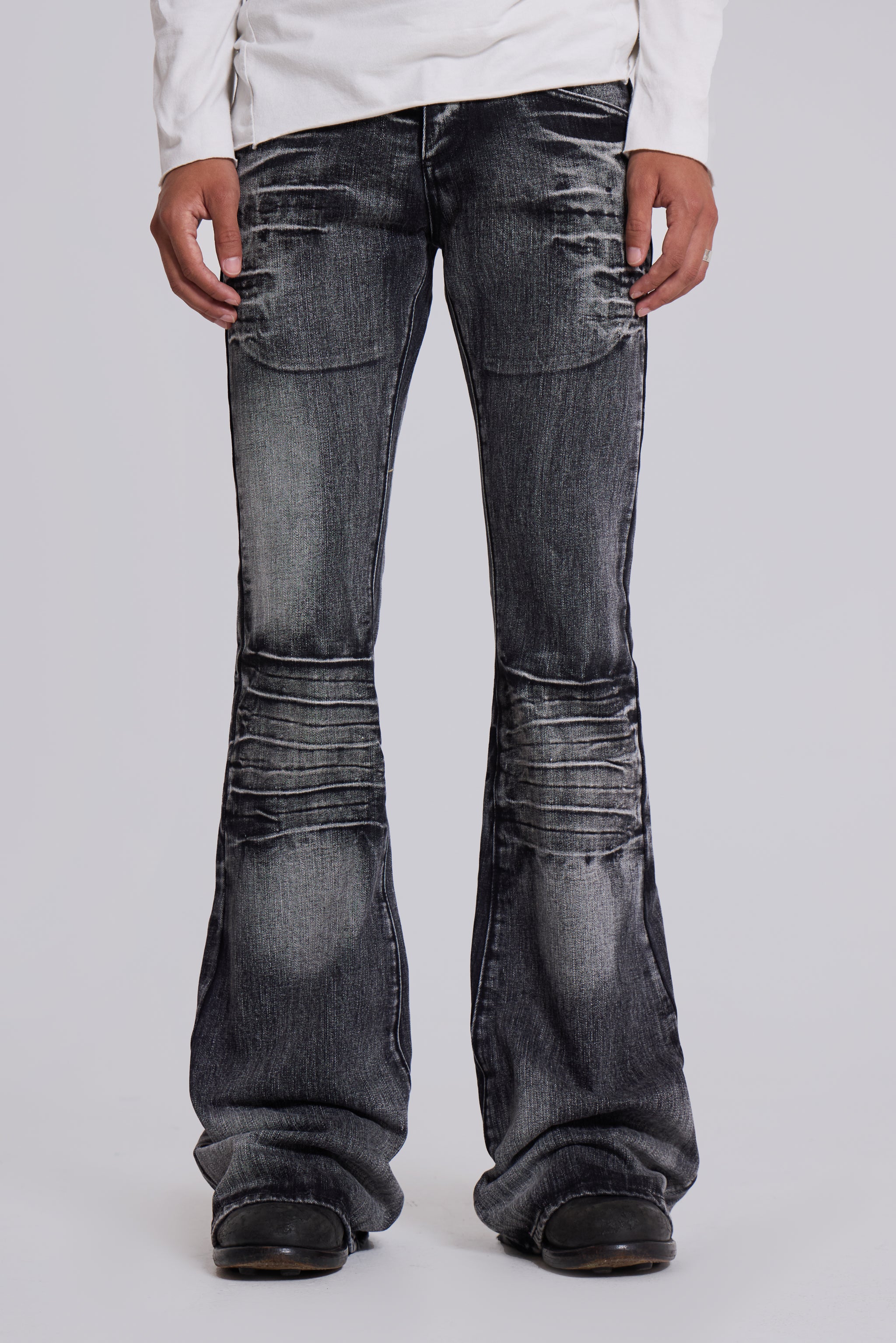Washed Black Drift Bootcut Jeans | Jaded London | Clothing