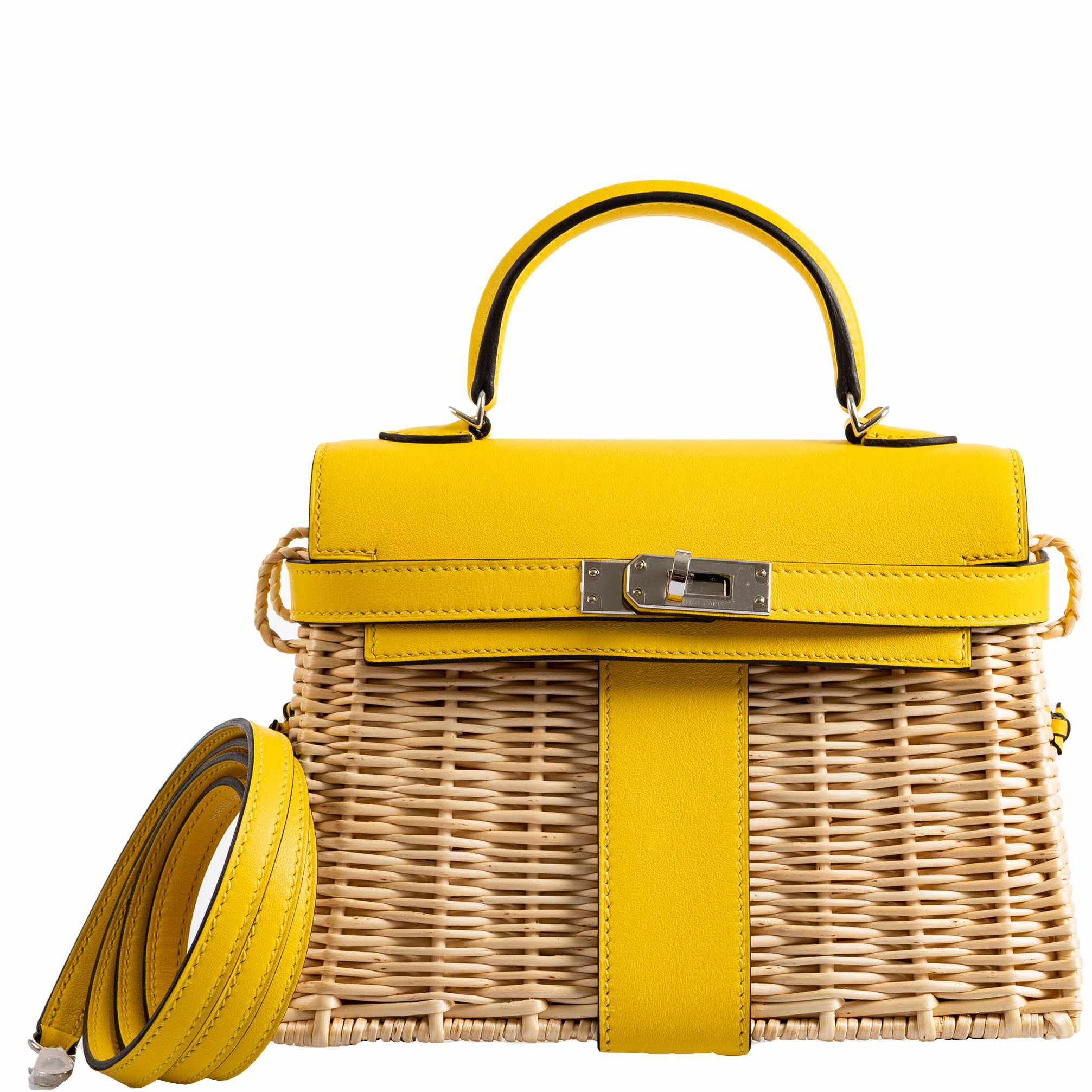 Hermès Kelly 20 Mini Picnic Jaune de Naples, Swift & Osier Wicker