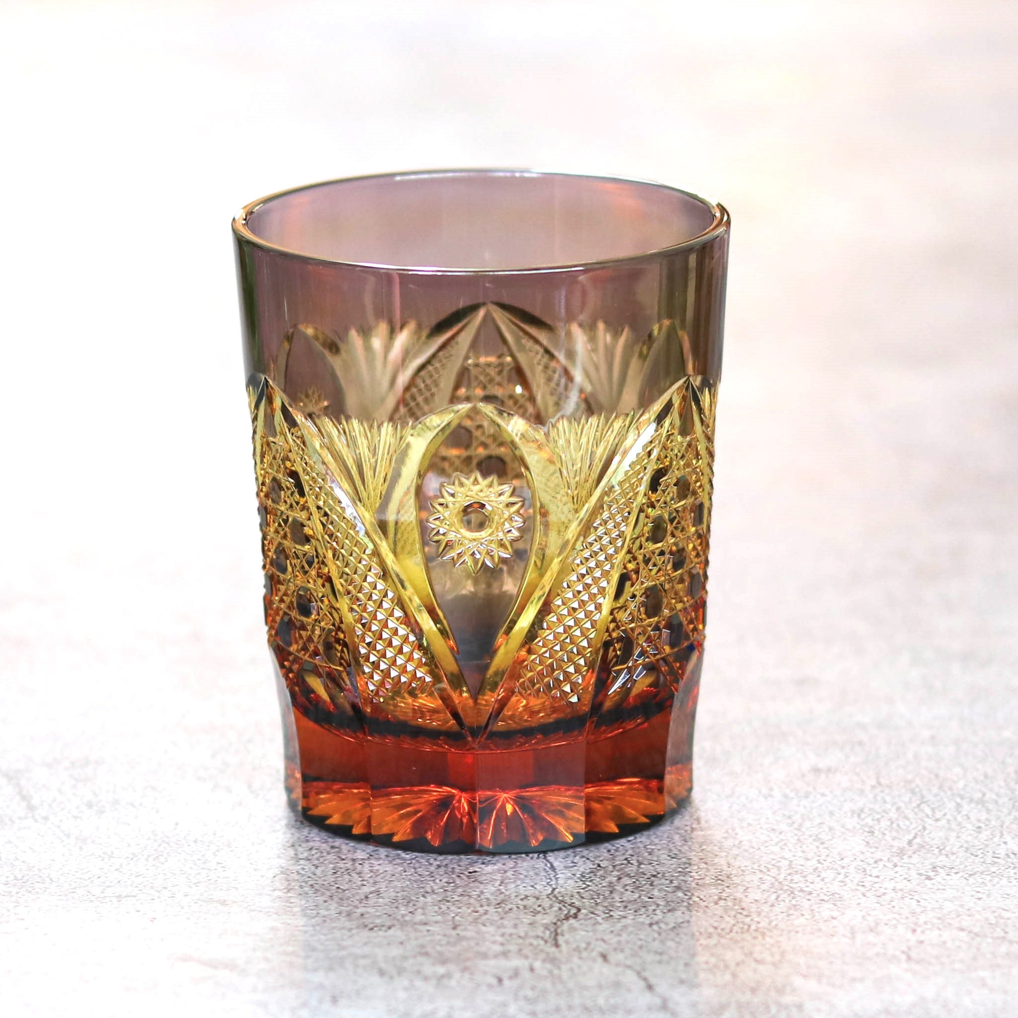 綾ガラス グラス | 綾切子 オールドファッション | 琥珀 パープル