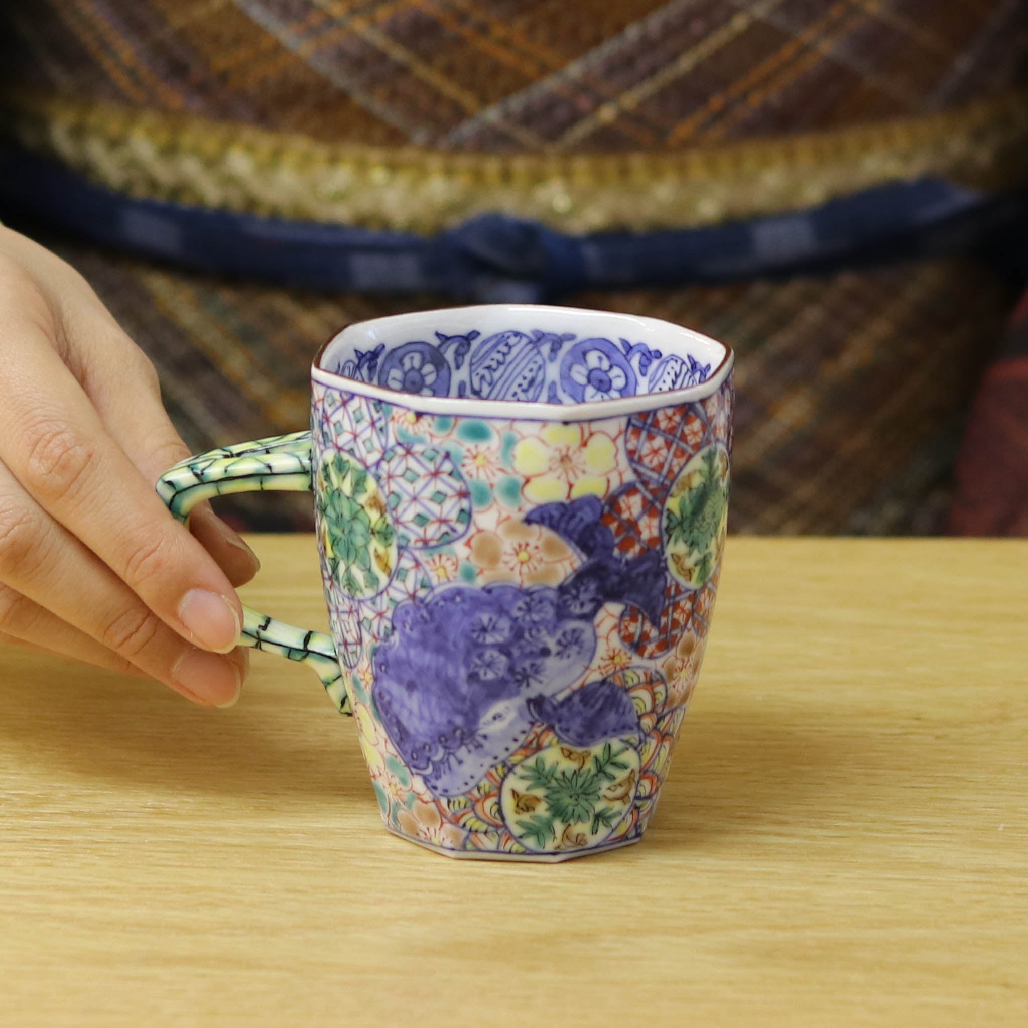 在庫限り】京焼 マグカップ | 華文鯨 | 小 | 碧黄石窯