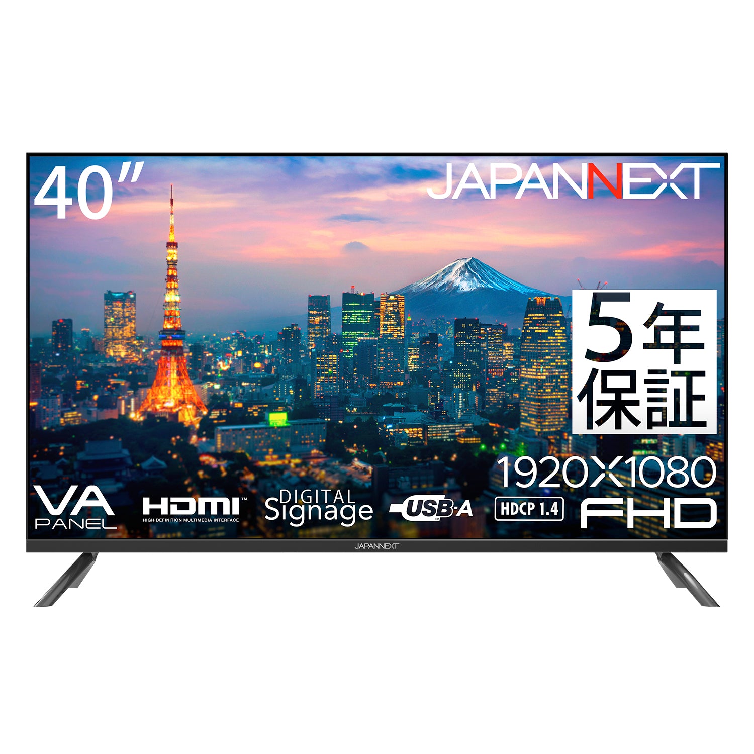 5年保証モデル】JAPANNEXT 40インチ VAパネル搭載 大型フルHD液晶