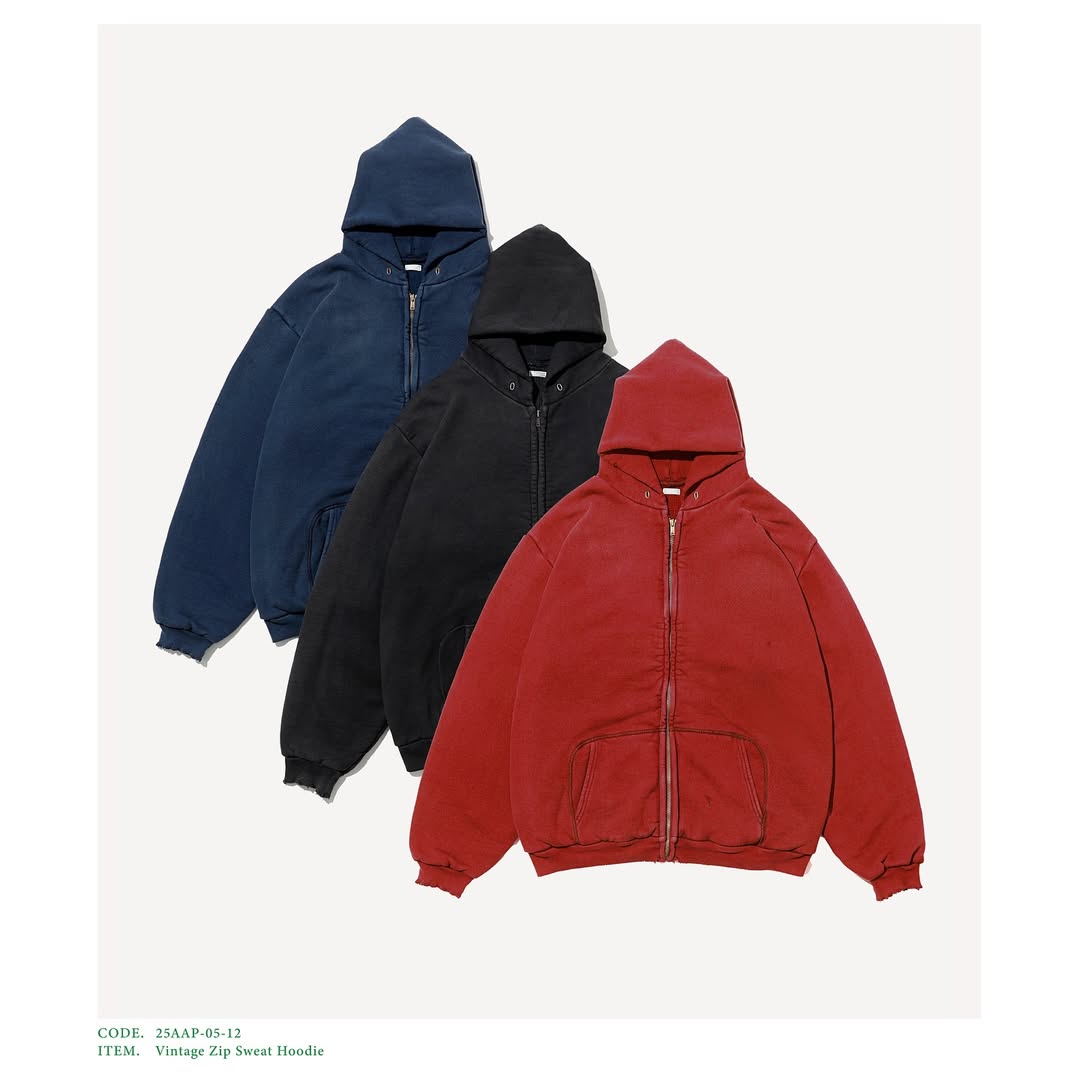 A.PRESSE 25AW Vintage Zip Sweat Hoodie – Vintage Concept Store