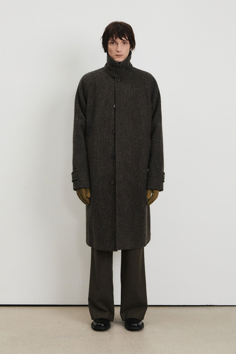 Men's Melange Wool Balmacaan Coat