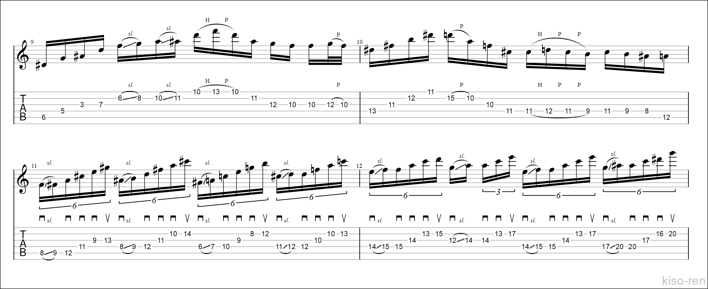 TAB】Unity / Richie Kotzen Slow Guitar Fusion Lick Practice