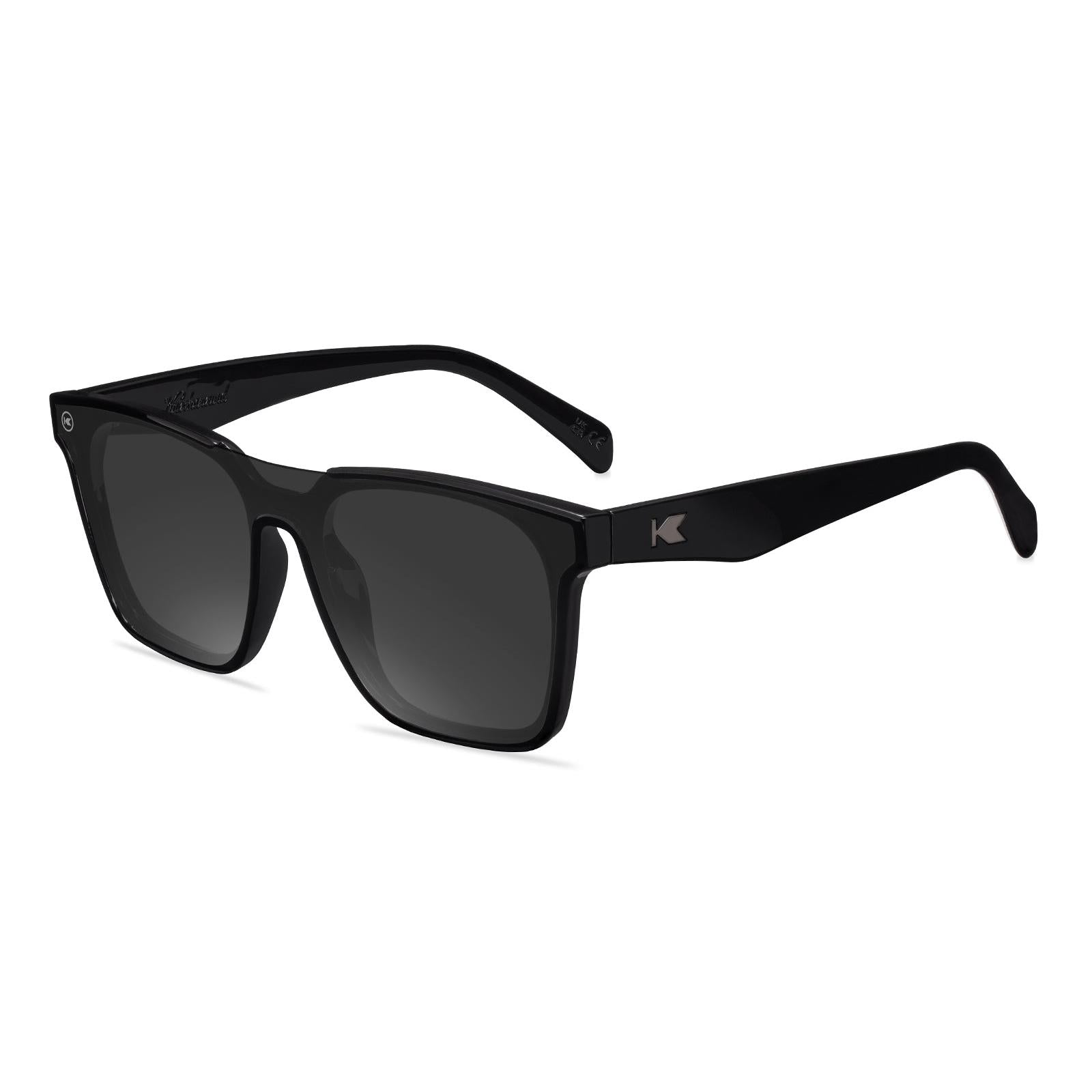 Polarized Rectangle Trendy Black Sunglasses w/ a Black Shield Lens