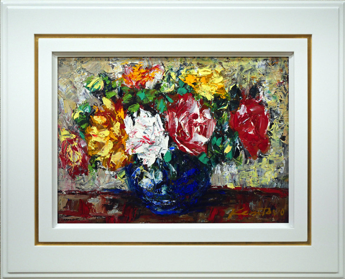 河島賢太郎「バラの花」油絵・F4号 絵画買取・販売の小竹美術