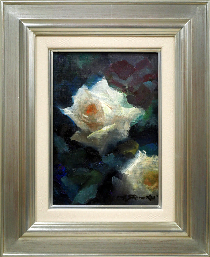 清水梵朝「薔薇」油絵・SM 絵画買取・販売の小竹美術