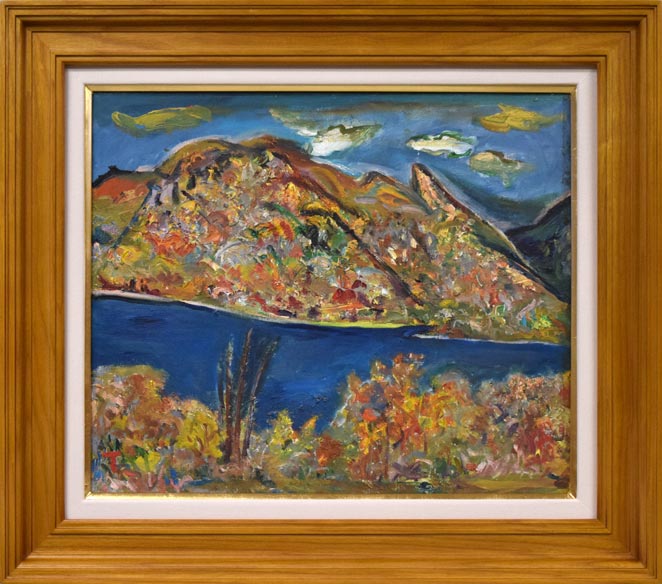 丸山妙子「モコト湖（天都山・網走）」油絵・F8号 絵画買取・販売の