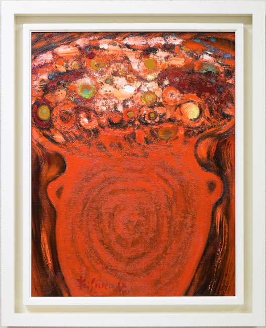 絵画菊地正則「赤いバラ」 油彩画真作額付き額装ゴージャスF8 美品